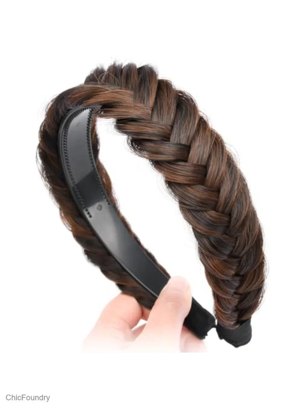 Wide Braided Headband with Tooth for Messy Hair, Adjustable